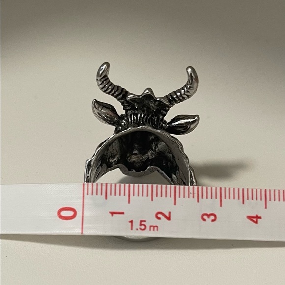 Brand New Unisex Size 2-3.5 Stainless Steel Satan Star of David Ram Worship Ring - Picture 7 of 7